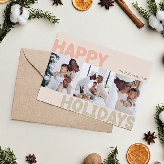 はっきりしたモダンYear In Review Coral写真3枚Happy シーズンカード