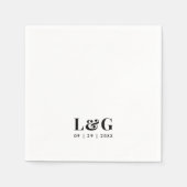 はっきりしたモノグラミニマルム白黒結婚ズ スタンダードカクテルナプキン (正面)