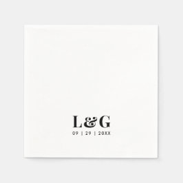 はっきりしたモノグラミニマルム白黒結婚ズ スタンダードカクテルナプキン