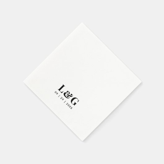 はっきりしたモノグラミニマルム白黒結婚ズ スタンダードカクテルナプキン (角)