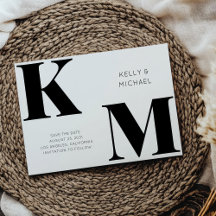 はっきりしたモノグラム黒イニシャルモダンズ結婚ス