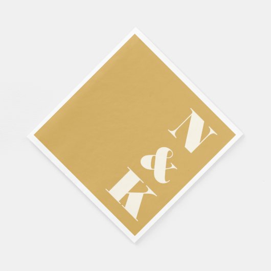 はっきりしたモノグラモダンムイニシャルイエロー結婚ズ スタンダードランチョンナプキン (角)