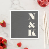 はっきりしたモノグラモダンムイニシャル結婚白黒 スタンダードランチョンナプキン (インサイチュ)