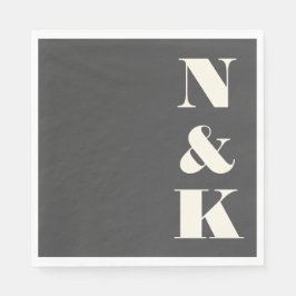 はっきりしたモノグラモダンムイニシャル結婚白黒 スタンダードランチョンナプキン