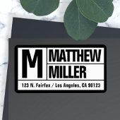 はっきりしたユニークモダン差出人住所 |白黒 ラベル