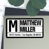 はっきりしたユニークモダン差出人住所 |白黒 ラベル