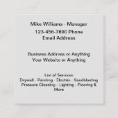 はっきりしたユニーク建築 スクエア名刺 (裏面)