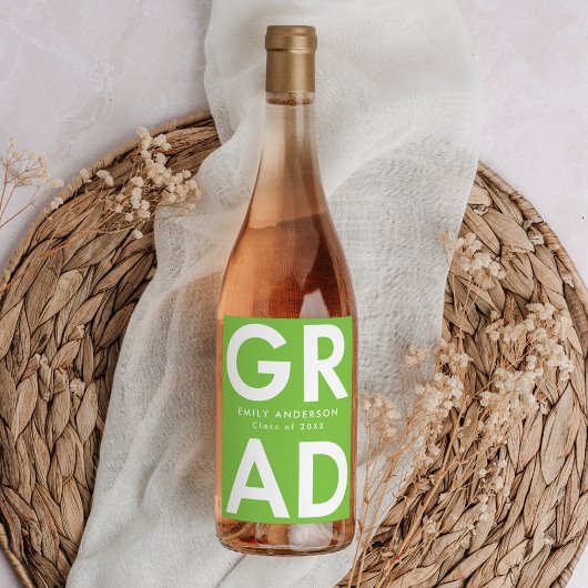 はっきりしたライムグリーン卒業 ワインラベル