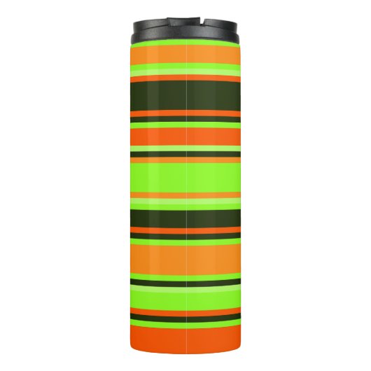 はっきりしたライム、オレンジ、タンジェリンタンブラストライプのー タンブラー (裏面)