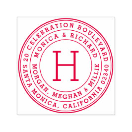 はっきりしたラウンドファミリー名&モノグラム差出人住所 セルフインキングスタンプ