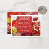 はっきりしたリッチレッド花模様サンキューカード ノートカード (正面/裏面インサイチュ)