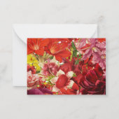 はっきりしたリッチレッド花模様サンキューカード ノートカード (裏面)