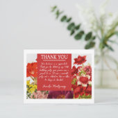 はっきりしたリッチレッド花模様サンキューカード ポストカード (スタンド正面)