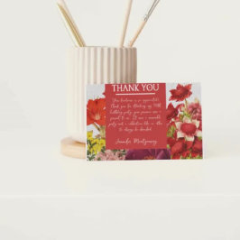 はっきりしたリッチレッド花模様サンキューカード ポストカード