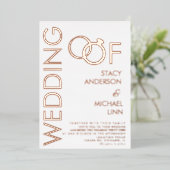 はっきりしたリングや輪結婚押し箔招待状 箔招待状 (立ち正面)