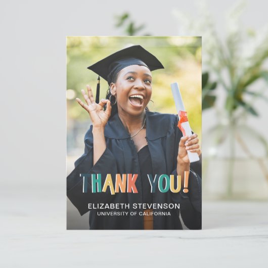 はっきりしたレトロな色感謝してい卒業 サンキューカード (スタンド正面)
