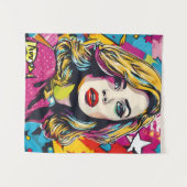 はっきりしたレトロアポップ・アートのートポートレート タペストリー (正面(横))