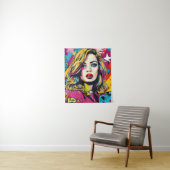 はっきりしたレトロアポップ・アートのートポートレート タペストリー (インサイチュ)