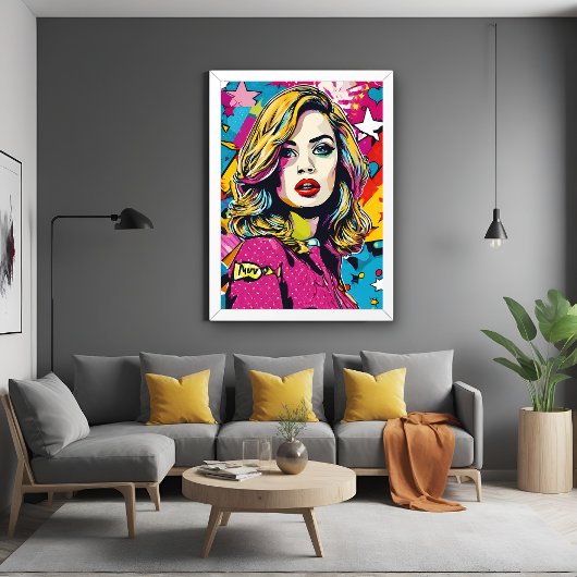 はっきりしたレトロアポップ・アートのートポートレート ポスター