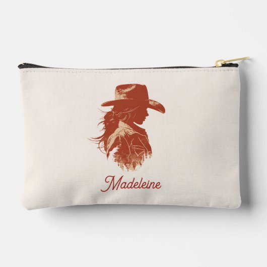 はっきりしたレトロウェスタン女性のカーボーイバチェロレッテ名 アクセサリーポーチ (裏面)