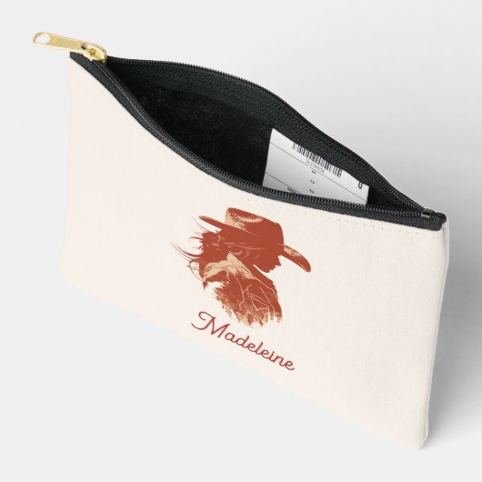 はっきりしたレトロウェスタン女性のカーボーイバチェロレッテ名 アクセサリーポーチ (見開き)