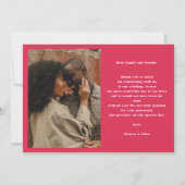 はっきりしたレトロウェーブピンクとレッド結婚の感謝 サンキューカード (裏面)