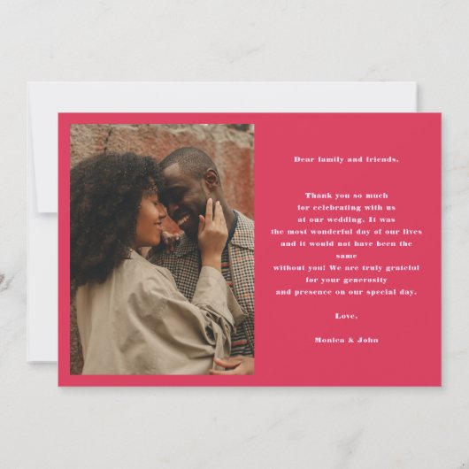 はっきりしたレトロウェーブピンクとレッド結婚の感謝 サンキューカード (裏面)