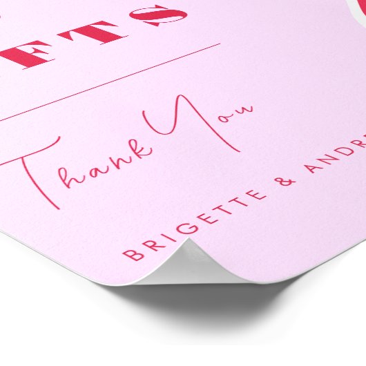 はっきりしたレトロウェーブピンクと赤のカード&ギフト結婚ズ ポスター (角)