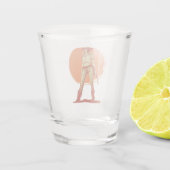 はっきりしたレトロウエスタン女性のカーボーイバチェロレッテ ショットグラス (裏面)