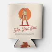 はっきりしたレトロウエスタン女性のカーボーイバチェロレッテ 缶クーラー (正面)