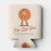 はっきりしたレトロウエスタン女性のカーボーイバチェロレッテ 缶クーラー (裏面)