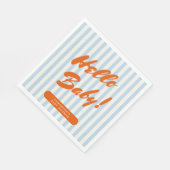 はっきりしたレトロオレンジブルーストライプベビーシャワー スタンダードランチョンナプキン (角)