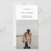 はっきりしたレトロカラータイポグラフィ結婚写真 セーブザデート (裏面)