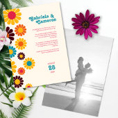 はっきりしたレトロカラーデイジー結婚の 招待状