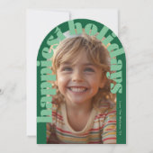 はっきりしたレトログリーンフォトアモダンーチクリスマスカード 招待状 (正面)