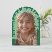 はっきりしたレトログリーンフォトアモダンーチクリスマスカード 招待状 (スタンド正面)