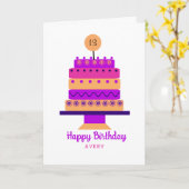 はっきりしたレトロケパーソナライズされたーキ伝統的誕生日 カード (黄色い花)