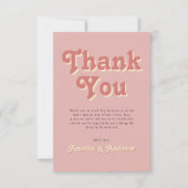 はっきりしたレトロコーラルピ結婚ンク サンキューカード (正面)