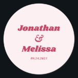 はっきりしたレトロシックVivaマゼンタアンドピンク結婚ズ ラウンドシール<br><div class="desc">レトロはっきりしたシックVivaマゼンタピンクの結婚スクラシックラウンドのステッカー。</div>