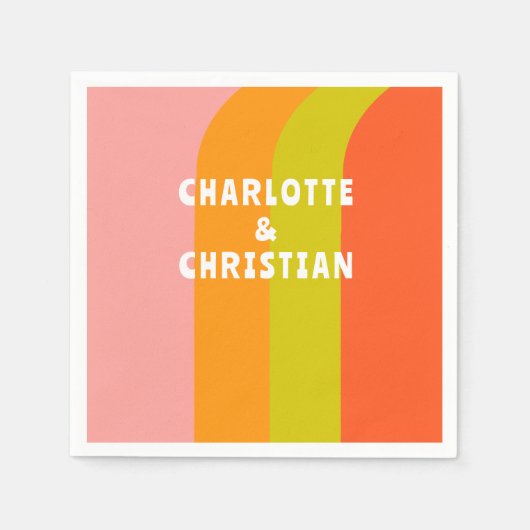 はっきりしたレトロシトラス結婚ズ スタンダードカクテルナプキン (正面)