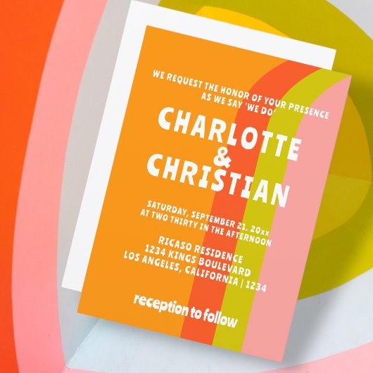 はっきりしたレトロシトラス結婚ズ 招待状