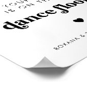 はっきりしたレトロスクリプおもしろいトダンスフロア結婚のサイン ポスター (角)