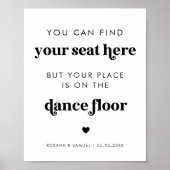 はっきりしたレトロスクリプおもしろいトダンスフロア結婚のサイン ポスター (正面)