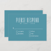 はっきりしたレトロタイポグラフィシックカラフルティール（緑がかった色）結婚ズ 出欠カード (正面/裏面)
