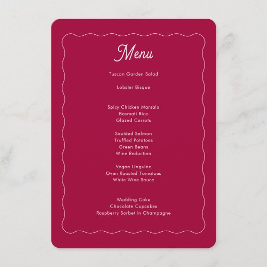 はっきりしたレトロピンクマゼンタ波結婚枠 メニュー (正面)