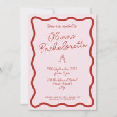 はっきりしたレトロピンク&レッド | Bashバチェロレッテ 招待状 (正面)