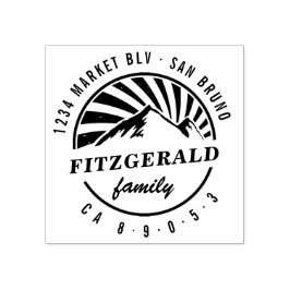 はっきりしたレトロマウンテンラウンド差出人住所 ラバースタンプ