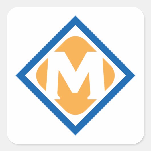 はっきりしたレトロメトロMロゴアーバントランジットエンブレム スクエアシール (正面)