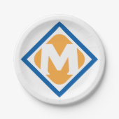 はっきりしたレトロメトロMロゴアーバントランジットエンブレム ペーパープレート (正面)