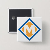 はっきりしたレトロメトロMロゴアーバントランジットエンブレム 缶バッジ (正面&裏面)